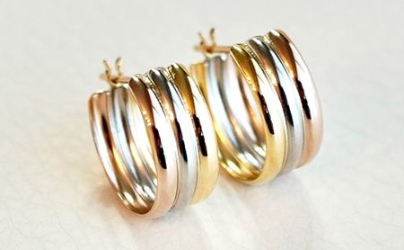 Pt900/K18YG/PG 3カラー コンビ 地金 フープピアス 保証書付 KO-0008 SWAD002