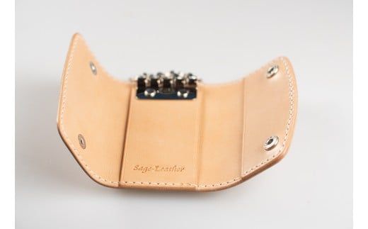 【CF】革工房「Sage-Leather」〇牛革キーケース(生成）　《30日以内に出荷予定(土日祝除く)》---sanagouchi_ksl_2_1k---