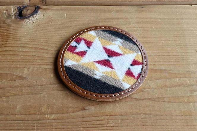 本革レザーコースターｘPENDLETON　【Tucson Khaki】2個セット　Z104VC03