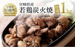 宮崎県産若鶏炭火焼 特盛1.0kg【 宮崎県産若鶏 鶏肉 鶏 肉 炭火焼 小分け 送料無料 】 [F7802]