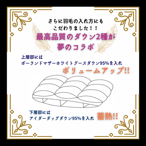 ＜京都金桝＞羽毛布団 シングル 極暖 アイダーダウン ポーランドマザーグース95% ボリューム 特殊トリプルエアーキルト 日本製 【ピンク】 冬用 布団 京都亀岡産