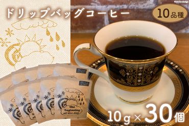 珈琲 ドリップバック コーヒー 約10g×30個 10品種 セット [いち日のはじまり 福岡県 筑紫野市 21760715] ドリップコーヒー コーヒー豆