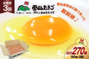 BI040 3回 定期便 たっぷり！ 雲仙たまごMサイズ 90個(85個＋割れ補償5個入り) [ 卵 たまご 生卵 鶏卵 赤卵 玉子 新鮮 塚ちゃん雲仙たまご村 長崎県 島原市 ]