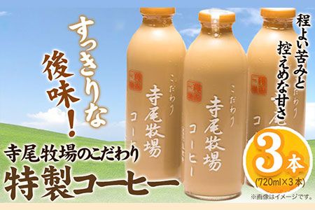 寺尾牧場のこだわり特製コーヒー3本セット(720ml×3本) 厳選館 [90日以内に出荷予定(土日祝除く)] 和歌山県 日高川町---wshg_cgenktc_90d_22_15000_3p---