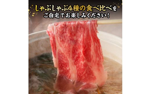 宮崎牛しゃぶしゃぶ食べ比べ4種盛 合計800ｇ【 肉 牛肉 国産 黒毛和牛 宮崎牛 すき焼き しゃぶしゃぶ 焼きしゃぶ 食べ比べ 宮崎県 川南町 】 [D11408]	