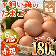 ＜定期便・全6回 (連続)＞平飼い赤鶏のたまご (総量180個・S-Mサイズ30個×6回) 元さん農園 卵 玉子 卵かけご飯 玉子焼き 平飼い 鶏 鶏卵 養鶏場直送 朝採れ 新鮮 大分県 佐伯市 【GE005】【 (株)海九】