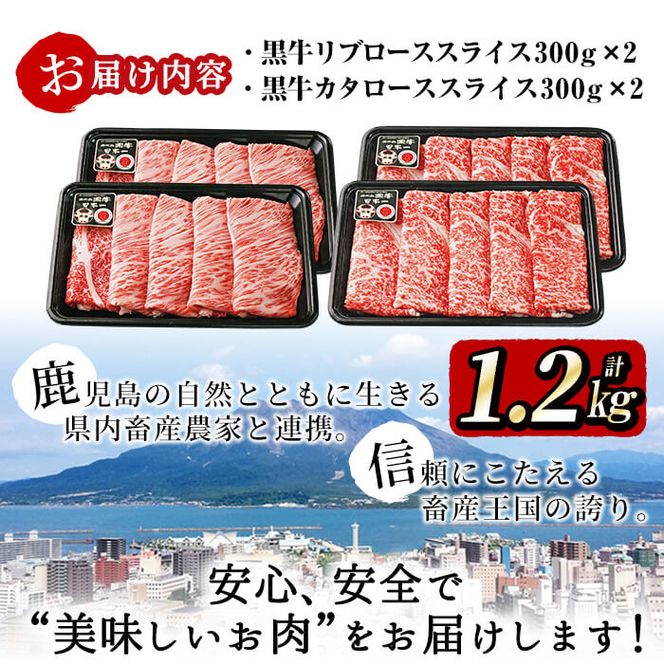 5等級鹿児島黒牛ローススライスセット（1.2㎏）e7-001