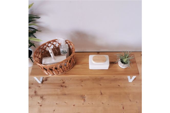 棚 無垢材とアイアンのシェルフ ナチュラルホワイト M80cm 約横80cm×高16cm×奥行19cm 完成品 [新星金属製作所 大阪府 守口市 20940884] 家具 インテリア シェルフ 植物置き 靴棚 飾り棚 収納 日本製