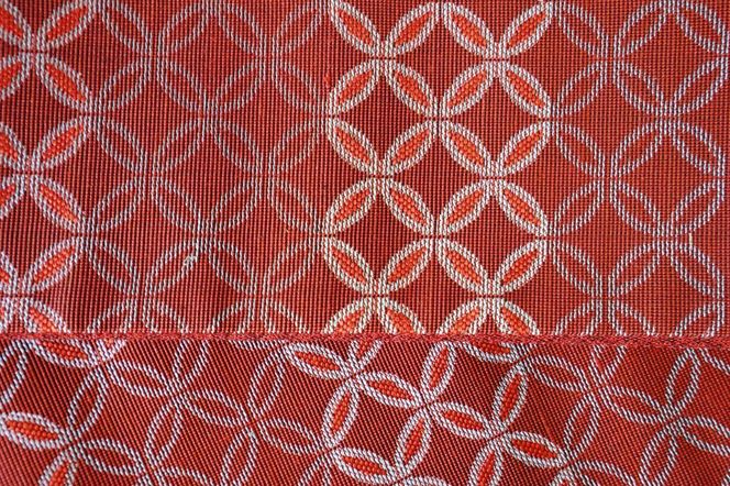 丹後帯 半幅帯「七宝」（赤）FY00036