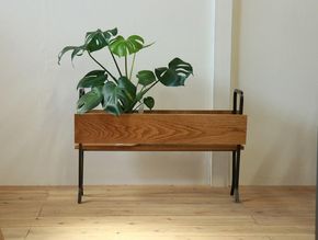 家具 アイアンとオークのプランター カバン置き  Z095