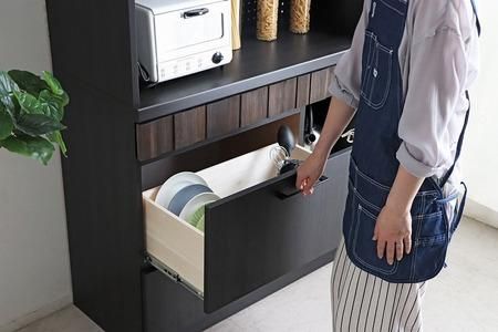 RESE 105KB A(ガラス上台・引出下台) 【キッチンボード レンジ 食器棚 食器 キッチン 家具 国産 収納 台所収納 完成品】(H060645)