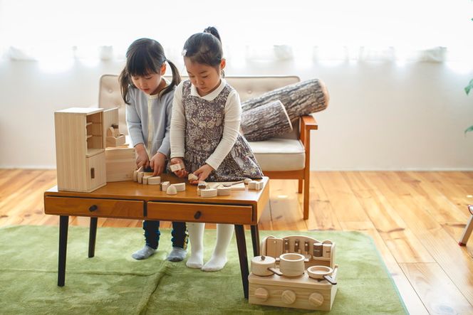 木製 ままごと クッキングセット（ミニキッチン・食材・冷蔵庫 の3点セット）【檜のおもちゃ ＩＫＯＮＩＨ】 ≪桧 おもちゃ ヒノキ ひのき 木育 知育≫