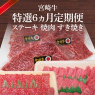 宮崎牛 特選 6ヵ月定期便 ステーキ 焼肉 すき焼き　N061-ZH021