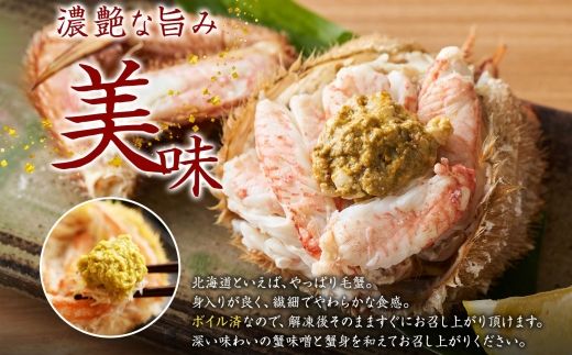 3335. 毛蟹 2尾 計1.2kg前後 食べ方ガイド・専用ハサミ付 カニ かに 蟹 海鮮 ボイル 送料無料 北海道 弟子屈町