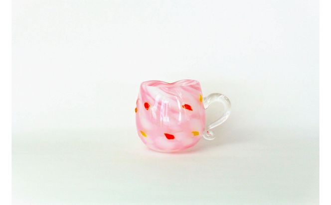 【RYUKYU GLASS WORKS 海風】取っ手付きハート型グラス（花あかり）