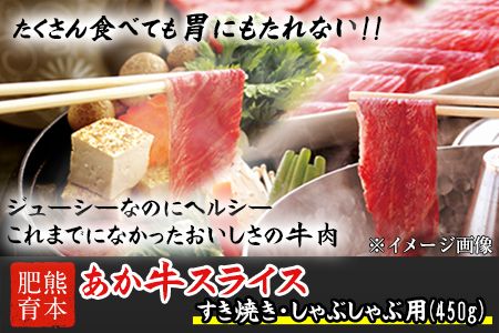 熊本県産 あか牛スライス（すきやき・しゃぶしゃぶ用）450g 《120日以内に出荷予定(土日祝除く)》鍋 焼き肉 肉のみやべ 熊本県御船町---sm_fmiyaakasu_120d_23_15500_450g---