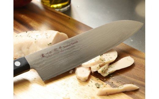 H10-76 濃州正宗作 ダマスカス三徳包丁