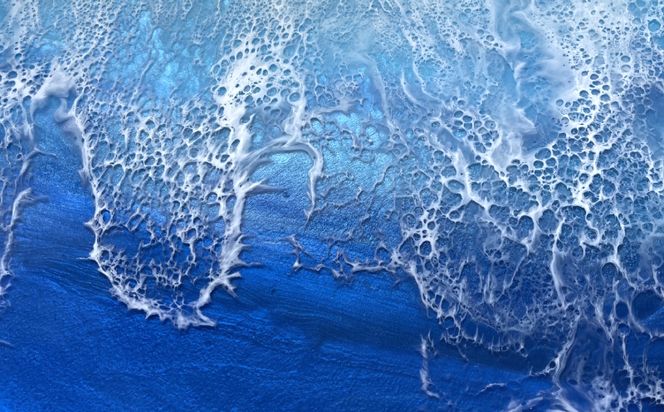 レジンアート【波のキャンパス】ブルーオーシャン　ワイドパネル（W120×H40）