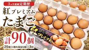 【 定期便 】【 全3回 コース 】紅プレミアム 卵 30個 （ 25個 入り ＋ 割れ保障 5個 ）  独自飼料 濃厚 おいしい玉子 玉子 たまご サンサンエッグ タンパク質 朝食 [CX08-NT]