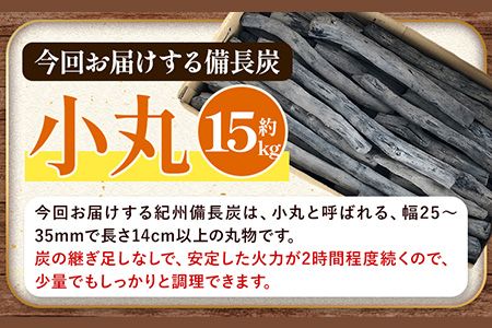 紀州備長炭 小丸 約15kg 望商店 《30日以内に出荷予定(土日祝除く)》 和歌山県 日高川町 備長炭 紀州備長炭 炭 約15kg 高級白炭---wshg_nzm9_30d_23_77000_15kg---