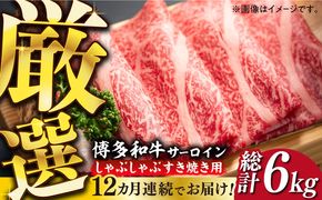 【全12回定期便】【厳選部位】博多和牛 サーロイン しゃぶしゃぶ すき焼き 用 500g《築上町》【MEAT PLUS】牛 牛肉 肉 スライス[ABBP141]