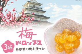 DF228【長崎限定】島原城の梅を使った「梅ドロップス」 3袋 [ あめ 飴 梅 うめ ウメ 限定 サクマドロップス コラボ 3袋 長崎県 島原市 ] 