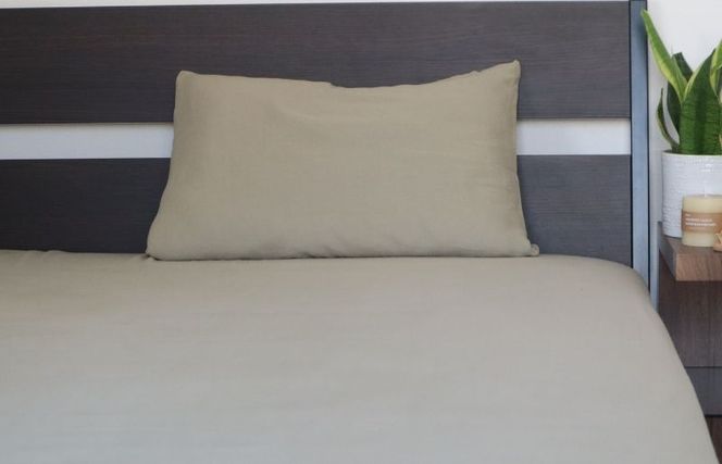 G1936 【tissu de coton/ダブルガーゼ】泉州南部織 シングルフラットシーツ 1枚（オリーブ）