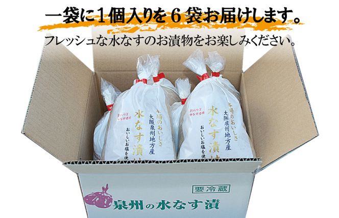 010B1097 泉州 水なす漬け 6個【ハウス栽培 漬物 新鮮 野菜 泉佐野産 茄子 数量限定】