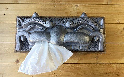 瓦ティッシュケース（笑顔の鬼瓦） H104-025