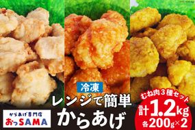 唐揚げ 冷凍 レンジで簡単 胸肉 3種セット 各200g×2 計1.2kg [からあげ専門店おっSAMA 石川県 宝達志水町 38600800] から揚げ からあげ むね肉 レンジ 下味 揚げない 国産