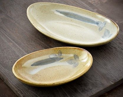 [P012] 真葉手楕円鉢（大小セット）