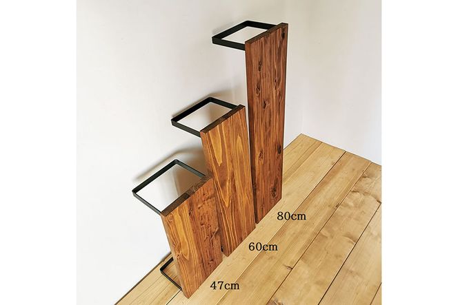 棚 無垢材 アイアン シェルフ ブラウン Mサイズ 約W47cm×D60cm×H80cm