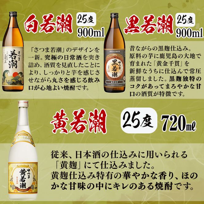＜入金確認後、2週間以内に発送！＞【数量限定】まるごと若潮酒造(900ml×5本・720ml×3本)セット c6-078-2w