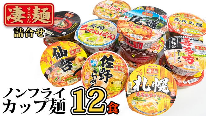 【本社 工場直送！】ヤマダイ ニュータッチ 凄麺（ノンフライカップ麺）12食 詰め合わせ セット 箱買い カップめん カップラーメン [AH007ya]