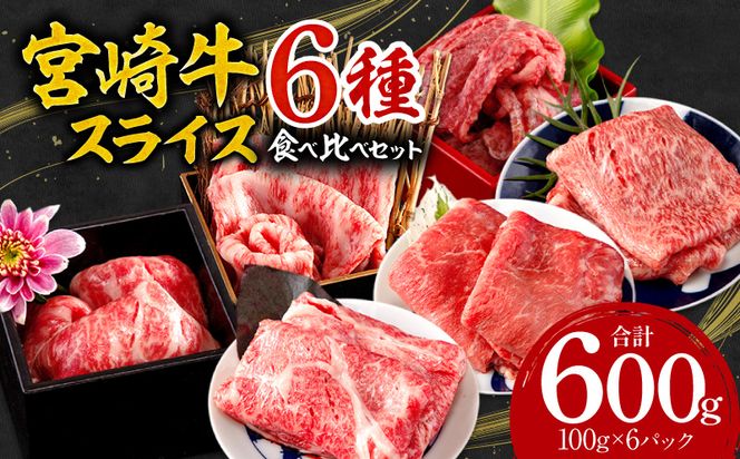 宮崎牛 スライス 6種 食べ比べ セット 合計600g_M132-043