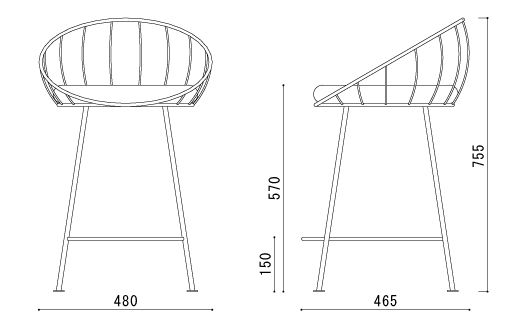 D147-01 Hoopカウンターチェア SH570mm （鉄製家具/椅子）