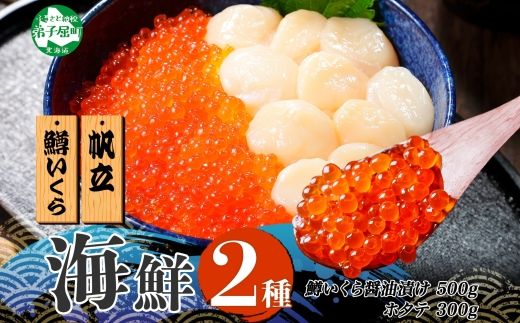3607. 2種 海鮮丼 鱒 いくら醤油漬け100g前後×5 約5-6人前 ホタテ 帆立 ほたて 300g セット いくら イクラ いくら醤油 魚卵 ます マス 海鮮 送料無料 北海道 弟子屈町
