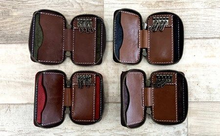 R5-750．スマートキーや名刺も収納できる・手縫いの本革「キー