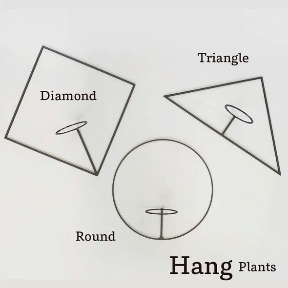 GRAVIRoN Hang Plants シリーズ Triangle/Diamond/Round セット 黒皮鉄（プランツハンガー）