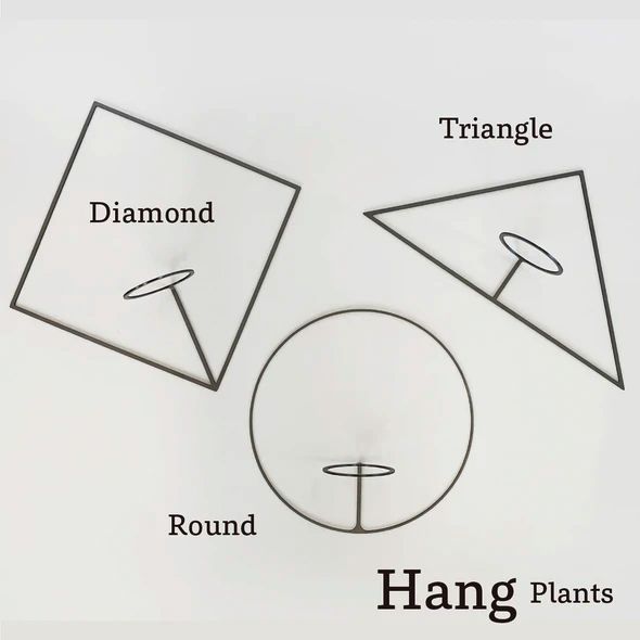 GRAVIRoN Hang Plants シリーズ Triangle/Diamond/Round セット 黒皮鉄（プランツハンガー） 観葉植物 プランター
