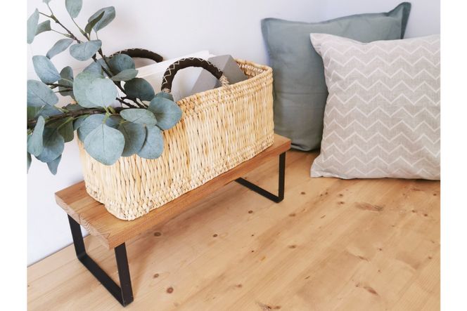 棚 無垢材とアイアンのシェルフ ライトブラウン M47cm 約横47cm×高16cm×奥行19cm 完成品 [新星金属製作所 大阪府 守口市 20940894] 家具 インテリア シェルフ 植物置き 靴棚 飾り棚 収納 日本製