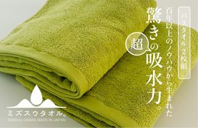 099H2067 【驚きの吸水力】ミズスウタオル バスタオル 2枚 グリーン【スピード発送 泉州タオル 国産 吸水 普段使い シンプル 日用品 家族 ファミリー】
