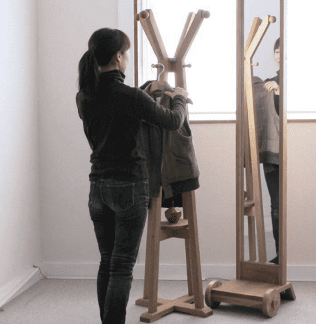 ハンガー ラック 服 コート 掛け 収納 おしゃれ 木製 木育 無垢材 国産 栗の木 栗材 インテリア ファッション 藤枝家具 木工品 日用品 遊木舎 G10 ポーチラック 静岡県 藤枝市 [PT0012-000067]