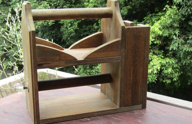 099H2174 手作り木製 キッチンやアウトドアに便利！3種が入るペーパーラック