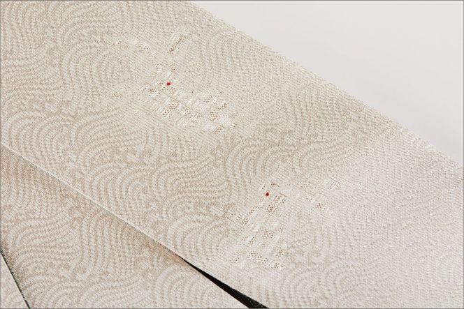 丹後帯　半幅帯「波にうさぎ（２匹入）」　FY00072