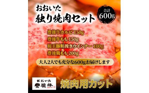 おおいた独り焼肉セット計600g/豊後牛カルビ,モモほか_1157R