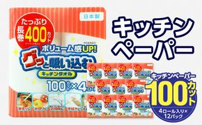 【R14030】グッと吸い込むキッチンタオル100カット（4ロール×12パック）