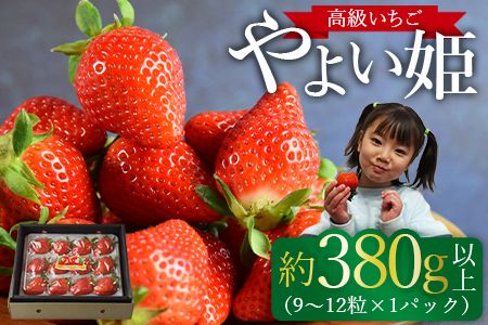 [高級いちご「やよい姫」(9〜12粒×1パック 約380g以上)]2025年1月上旬〜4月末迄に順次出荷[a0326_sn_x1]