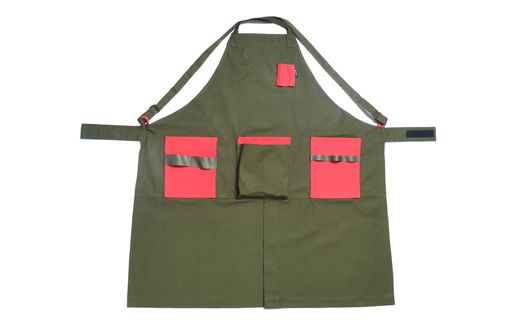 D35-08 「㐂.」KITEN キャンパーズエプロン【オリーブ×レッド】
