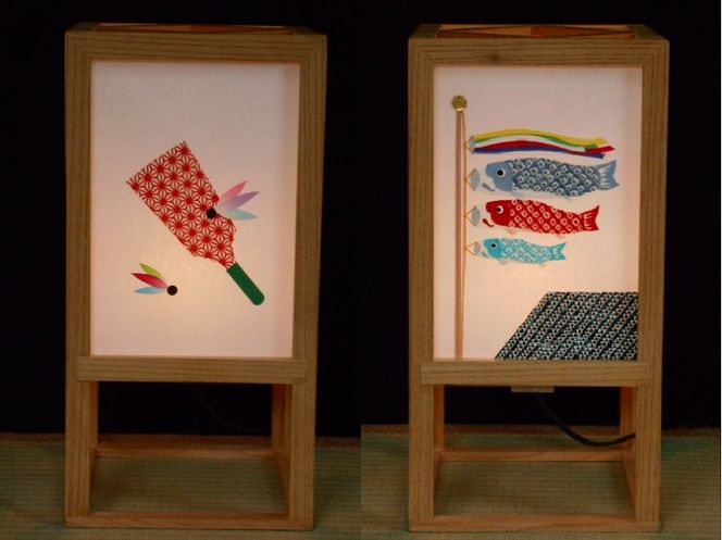 099H265 着物生地で作ったおしゃれな行灯（あんどん） 春夏秋冬